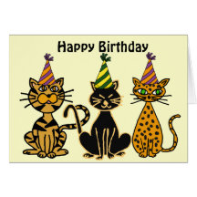 C.A. carte d'anniversaire folle de chats