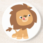 Caboteur avide mignon de lion de bande dessinée dessous de verres
