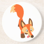 Caboteur curieux mignon de Fox de bande dessinée dessous de verres