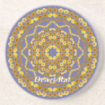 Caboteur d'or de mandala de pavots dessous de verre