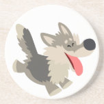 Caboteur espiègle mignon de loup de bande dessinée dessous de verres