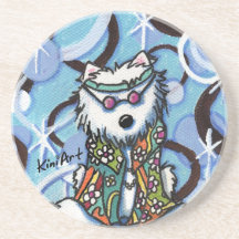 Caboteur hippie de chien de Westie Dessous De Verre