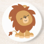 Caboteur paisible mignon de lion de bande dessinée dessous de verres