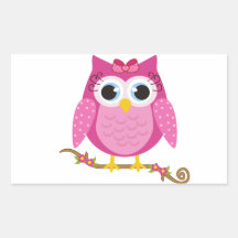 Cadeaux roses de conception de hibou autocollant rectangulaire