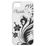 Caisse florale blanche noire personnalisée de l'iP Coques iPhone 5 Case-Mate