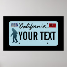 California Sasquatch License Plate Posters