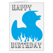 Canard bleu heureux, anniversaire carte de vœux