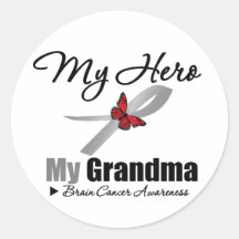 Cancer du cerveau mon héros ma grand-maman adhésifs ronds
