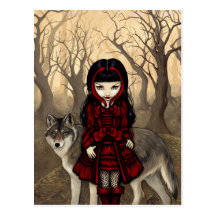 "Capuchon rouge carte postale en automne"