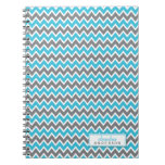 Carnet à la mode de motif de Chevron (aqua) carnets