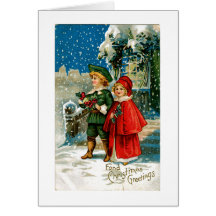 Carolers de Noël Cartes De Vœux