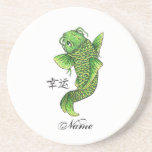 Carpe verte chanceuse orientale fraîche de poisson dessous de verre