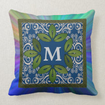 Carreau floral de monogramme oreiller