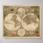Carte 1689 du monde posters