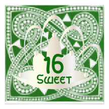 Carte blanche verte celtique d'invitation de sweet