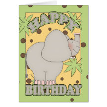 carte d'anniversaire d'éléphant d'amusement de jun