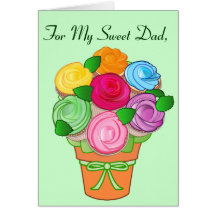Carte de fête des pères de bouquet de petit gâteau