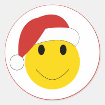 Carte de fin de année et cadeaux souriants de Père Adhésifs Ronds