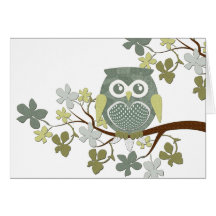 Carte de hibou d'arbre de polka