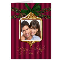Carte de Noël de photo de cadre d'ornement d'or