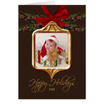 Carte de Noël de photo de cadre d'ornement d'or