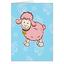 Carte de note rose de moutons