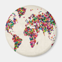 Carte de papillons de la carte du monde magnets