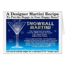 CARTE DE RECETTE DE MARTINI DE COCKTAIL DE NOËL DE