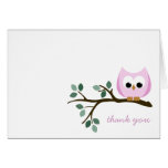 Carte de remerciements rose de hibou