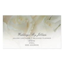 Carte de visite de wedding planner - roses blancs