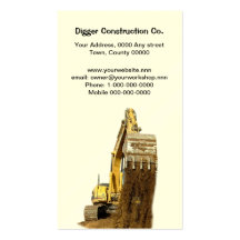 Carte de visite jaune d'excavatrice
