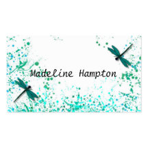 Carte de visite turquoise de libellules