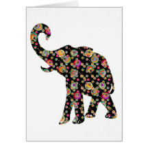 Carte de voeux hippie d'éléphant