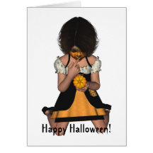Carte d'enfant de visage de citrouille de Hallowee
