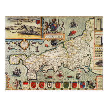 Carte des Cornouailles Carte Postale