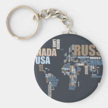 Carte du monde dans les mots porte-clefs