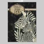 Carte élégante noire de fête des pères de zèbres cartes