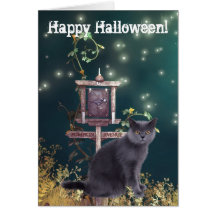 Carte heureuse de Halloween de petit de sorcière c