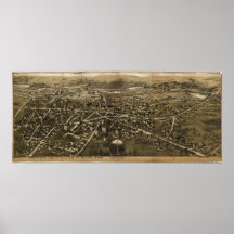 Carte panoramique d'antiquité de 1890s du Massachu Poster