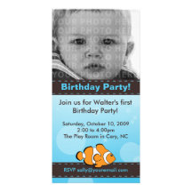 Carte photo de fête d'anniversaire de poissons de  cartes de vœux avec photo