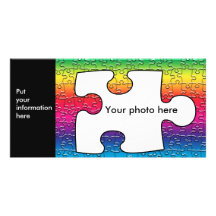 carte photo de morceau de puzzle d'autisme, modèle cartes de vœux avec photo