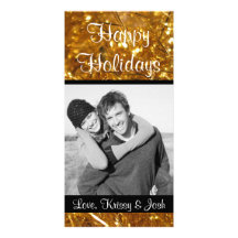 Carte photo de Noël de tresse d'or Photocartes Personnalisées