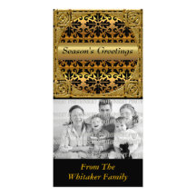Carte photo noir de Noël d'or Photocarte Customisée