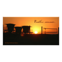 Carte photo sans fin de coucher du soleil de plage cartes avec photo