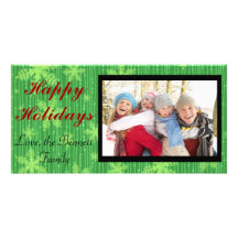 Carte photo vert de Noël de flocons de neige Cartes De Vœux Avec Photo