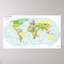 Carte politique du monde et suffixes correspondant posters