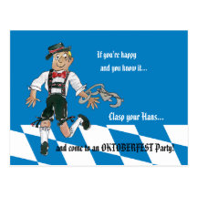 Carte postale bleue d'invitation de partie d'Oktob