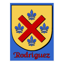 Carte postale de bouclier de famille de Rodriguez