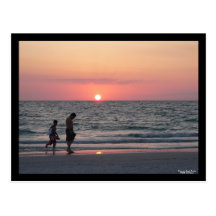 Carte postale de coucher du soleil de plage de Cle
