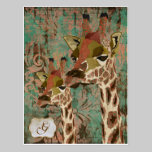 Carte postale de monogramme de girafes de Rosa cartes postales